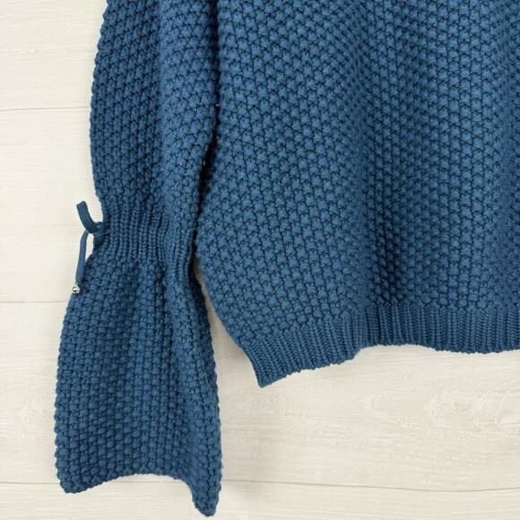 KASH Italy Wool Silk Cashmere Blend Chunky Knit Sweater Women Size 42 / XL Teal - Picture 3 of 14